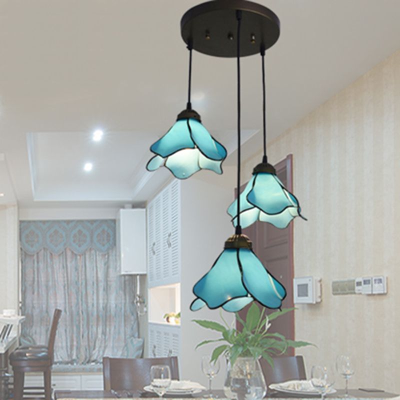 Ray Fleur Moderne LED Suspension Rose Bleu Métal Résine Salon - Neutralighting