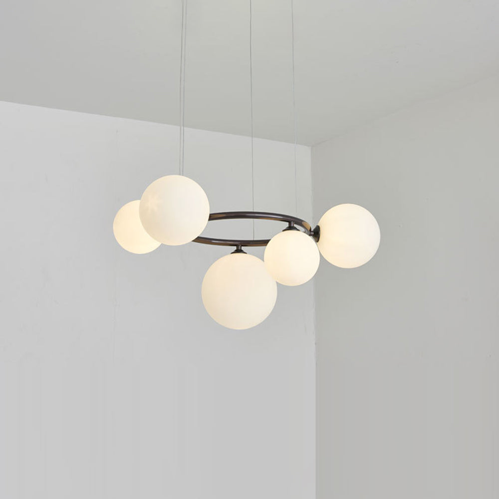 Valentina Luminaires Suspensions Anneau Moderne Métal/Verre Noir/Blanc/Gris/Doré Chambre à Coucher