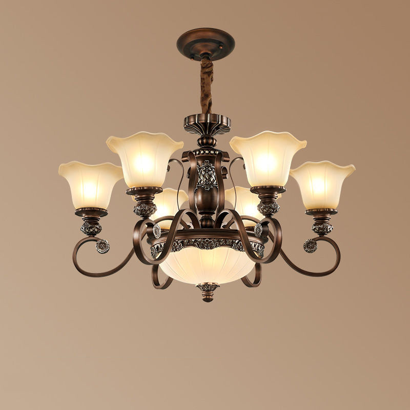 Arisha Rétro Fleur Suspension Métal Verre Salon Chambre à Coucher - Neutralighting