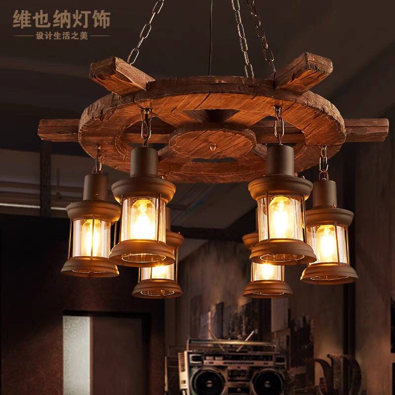 Epoch Vintage LED Lustre Bois/Verre/Métal Salle à manger Salon Bar - Neutralighting