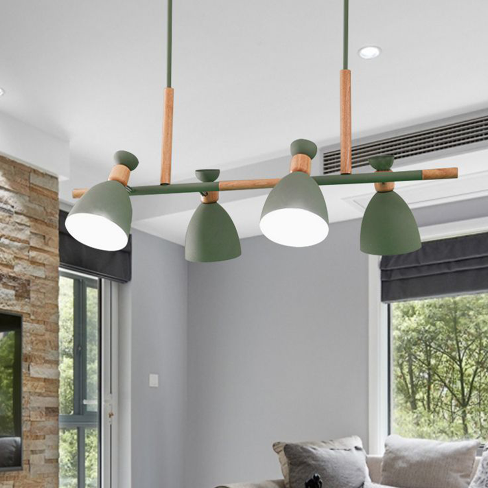 Valentina Luminaires Suspensions 4 Lampes Nordique Bois/Métal Blanc/Vert/Gris Cuisine/Salon - Neutralighting