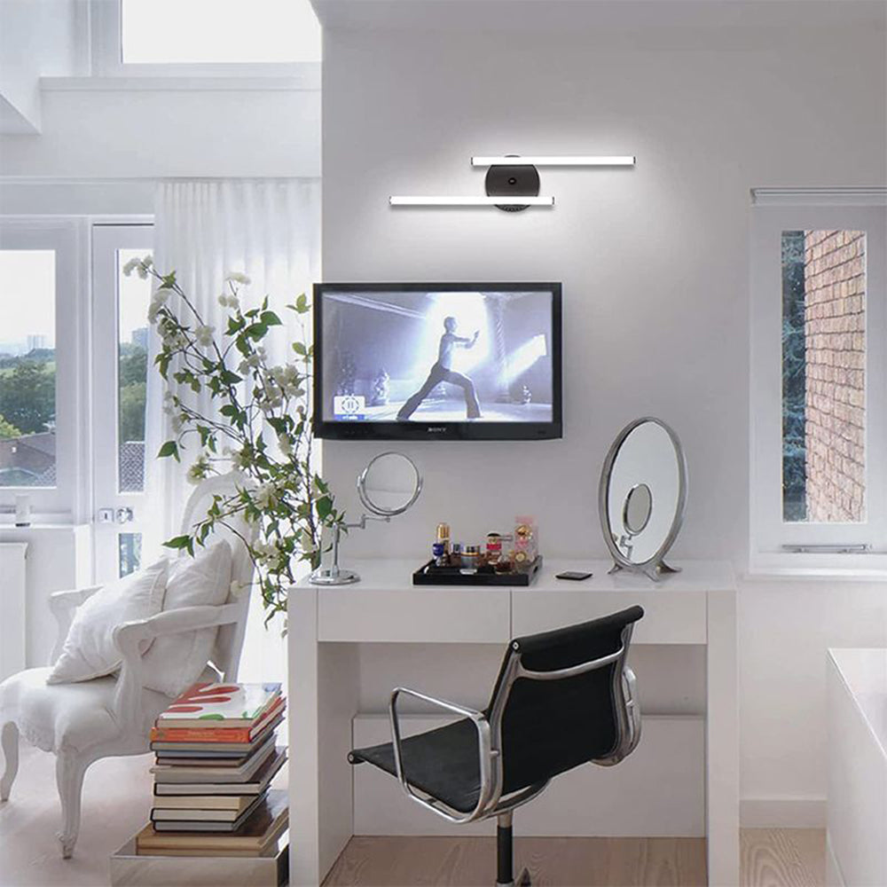 Ray Applique Murale à Miroir Design LED Linéaire Moderne Métal/Gel de Silice Noir/Argent Salle de Bain - Neutralighting