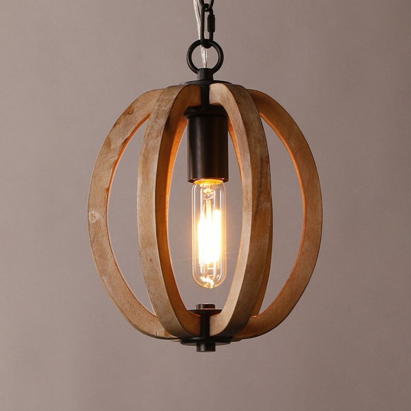 Silva Sphère Vintage LED Suspension Métal Bois Salon Salle à manger - Neutralighting