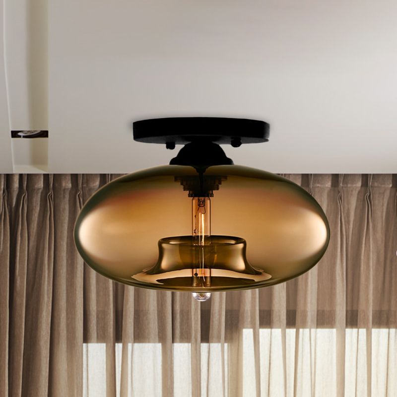 Arisha Oval Industriel LED Plafonnier Rouge/Marron/Ambre/Bleu Métal/Verre Salon - Neutralighting