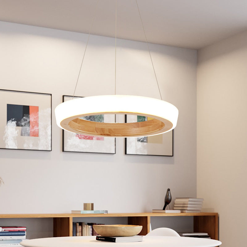 Muto Suspension Anneau Simple, Bois/Acrylique, Bois, Salon - Neutralighting