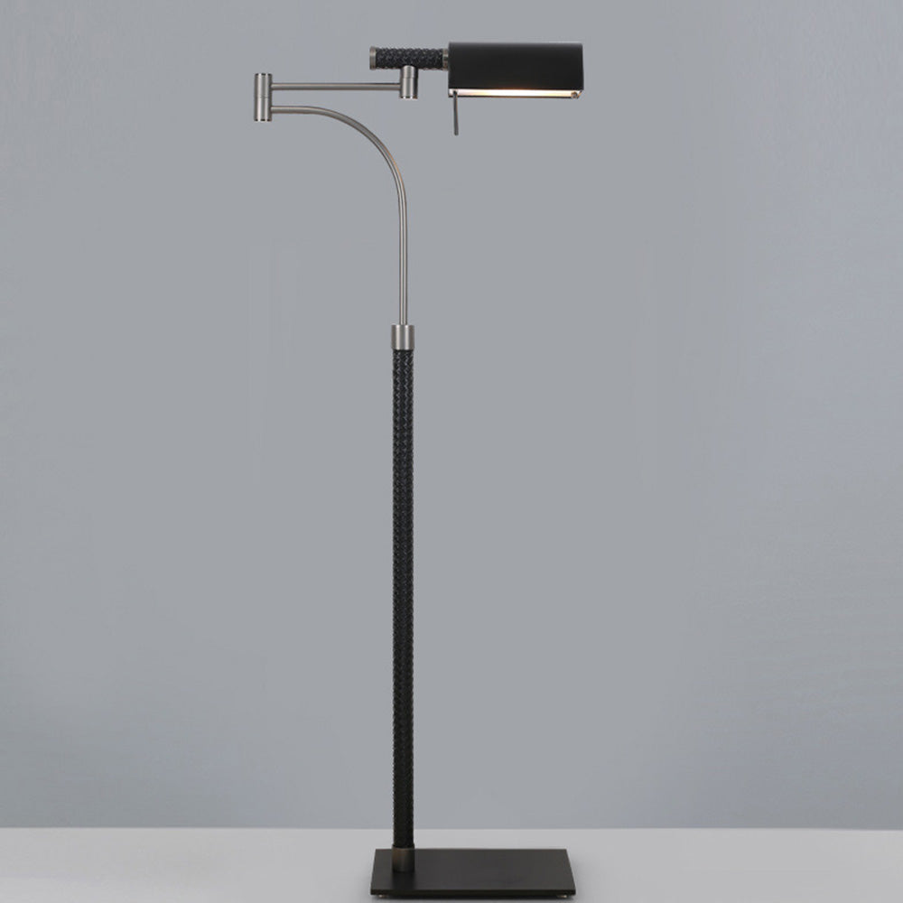 Mira Lampadaire Rectangulaire Moderne, Cuir/Métal, Noir, Salon