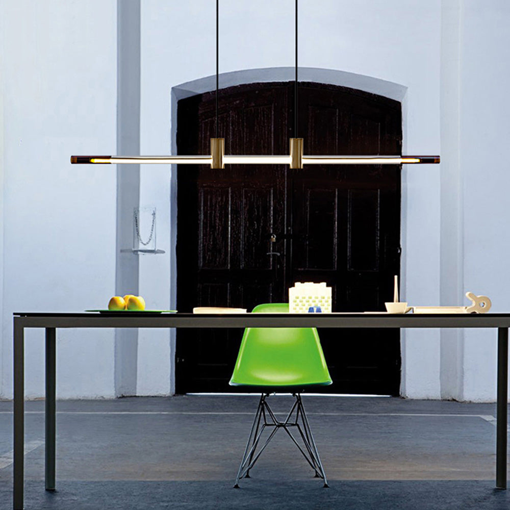 Ray Suspension Linéaire Moderne, Metal/Acrylique, Rouge/Marron, Chambre - Neutralighting