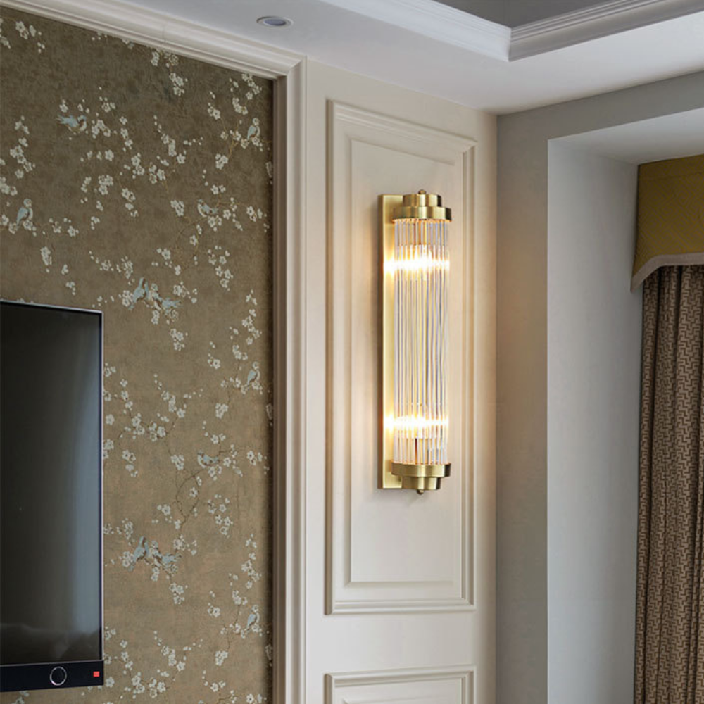 Kristy Applique Murale à Miroir Cylindrique Vintage Métal/Cristal Doré Salon/Chambre à Coucher/Salle de Bain - Neutralighting