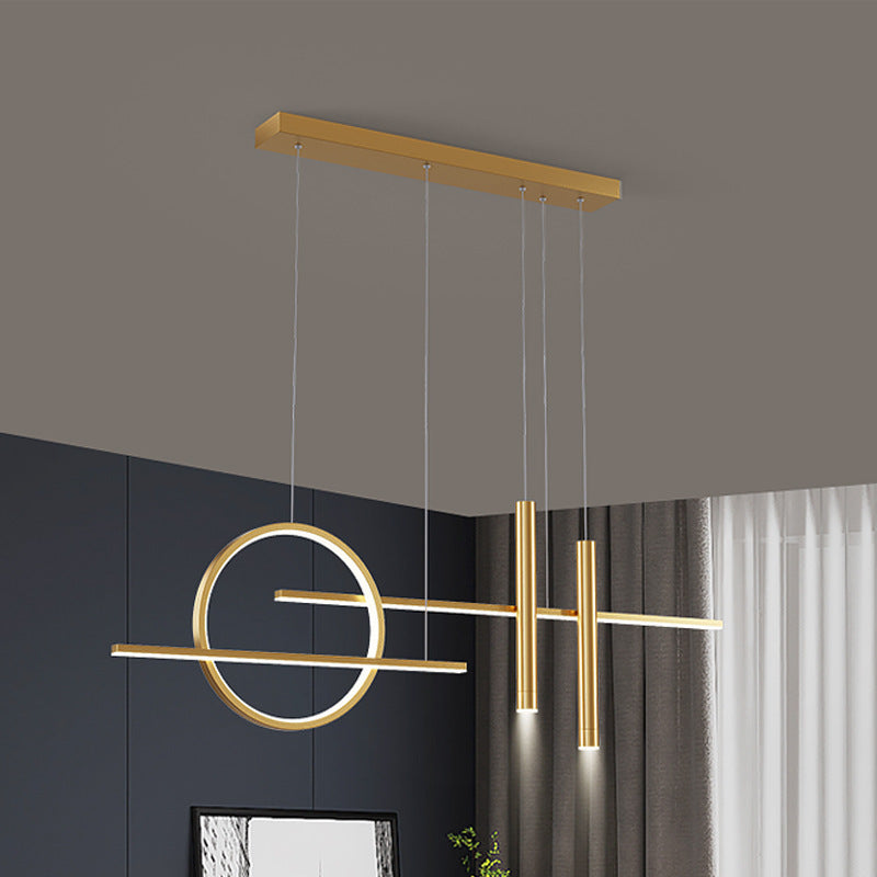Arisha Suspension Linéaire Moderne, Métal/Acrylique, Noir/Or, Bar/Restaurant - Neutralighting