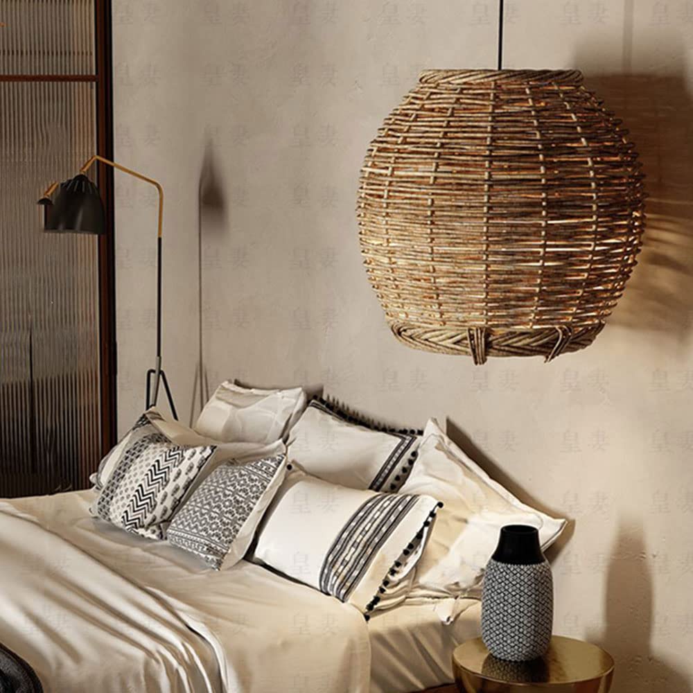 Ritta Suspension Luminaire LED Bois Rotin Salon/Salle à Manger - Neutralighting