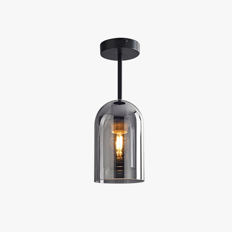 Arisha Plafonnier Cylindre Moderne, Cuivre/Verre, Cognac/Gris Fumé, Salon - Neutralighting