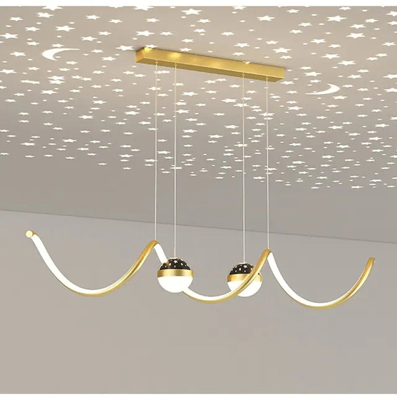 Arisha Suspension Linéaire Nordique, Métal/Acrylique, Noir/Blanc/Doré, Salon - Neutralighting