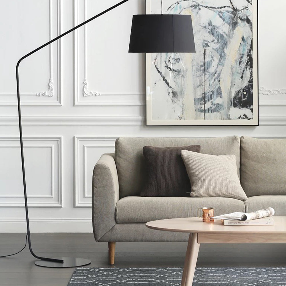 Mira Lampadaire Dôme Moderne, Métal/Tissu, Noir, Salon