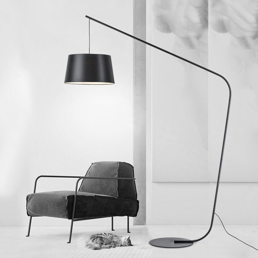 Mira Lampadaire Dôme Moderne, Métal/Tissu, Noir, Salon