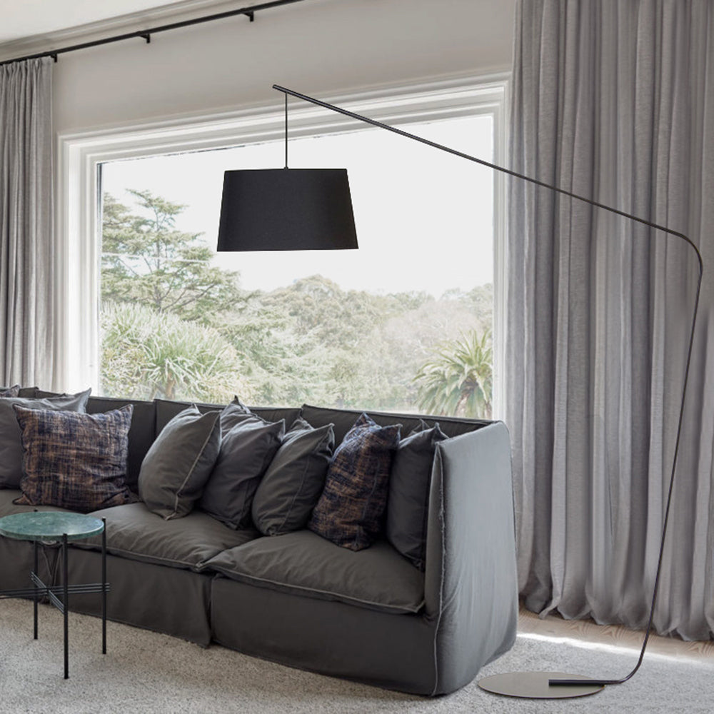 Mira Lampadaire Dôme Moderne, Métal/Tissu, Noir, Salon