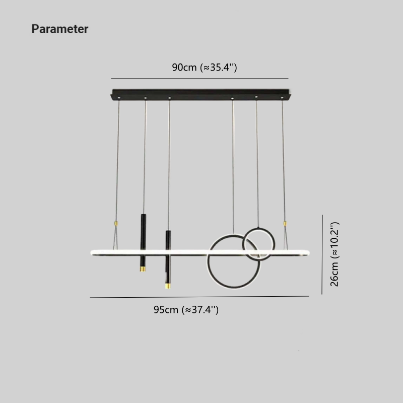 Arisha Suspension Anneau Moderne, Métal, Noir, Salon - Neutralighting