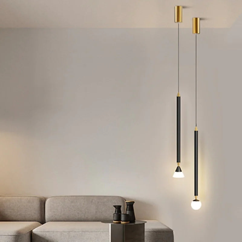 Auri Suspension Cylindre Simple. Métal/Verre. Noir/Doré. Salon - Neutralighting