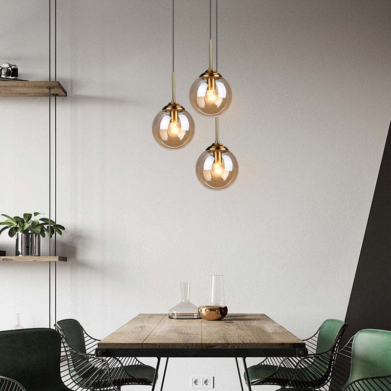 Narell Luminaires Suspension Verre Transparent Ambre