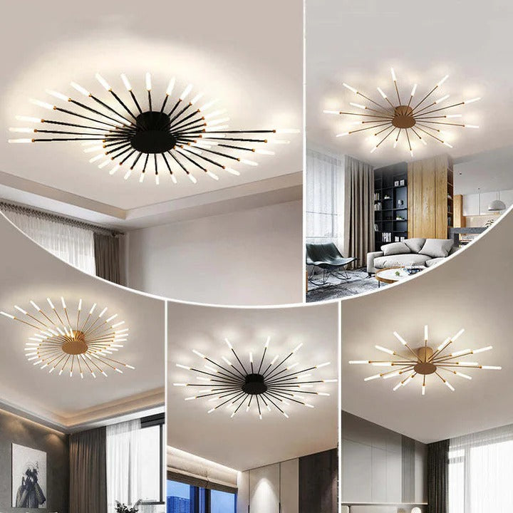 Wesley Plafonnier Fireworks Design Artistique Noir/Doré - Neutralighting
