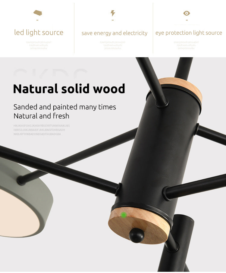 Arisha Suspension Ronde/Linéaire Moderne, Métal/Bois, Doré/Blanc/Gris, Salon - Neutralighting