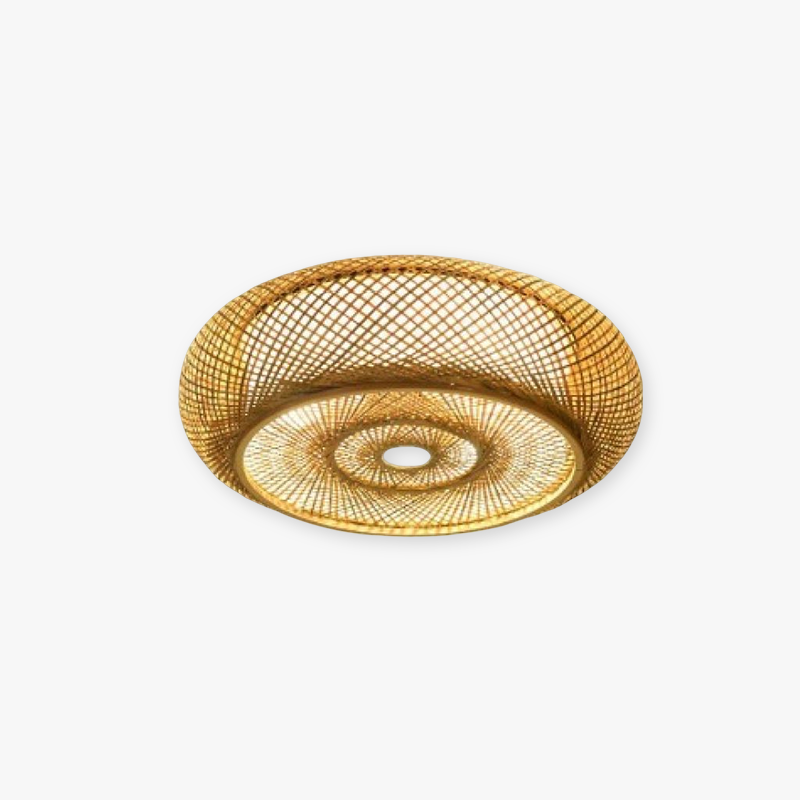 Ritta Plafonnier Rond Naturel, Rotin, Bois, Salon - Neutralighting