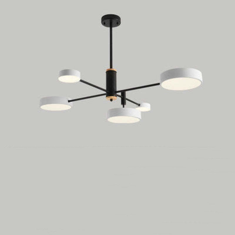 Arisha Suspension Ronde/Linéaire Moderne, Métal/Bois, Doré/Blanc/Gris, Salon - Neutralighting