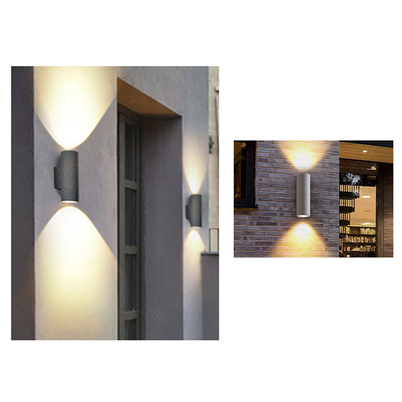 Ray Applique Murale Cylindre Moderne, Ciment/Acrylique, Noir/Blanc, Extérieur - Neutralighting