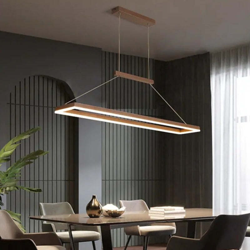 Ray Suspension Rectangulaire Contemporaine, Metal, Café/Or, Chambre - Neutralighting
