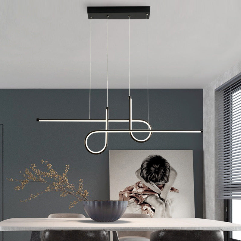 Arisha Suspension Linéaire Moderne, Métal, Noir/Or, Salle à Manger - Neutralighting