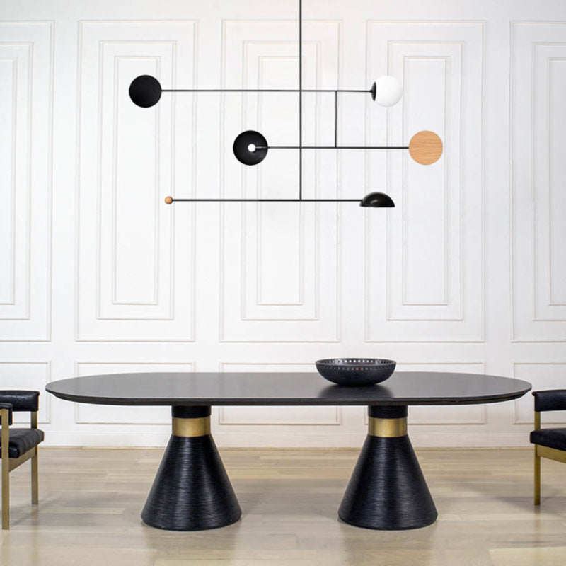 Arisha Minimaliste Suspension LED Ronde, Métal, Noir, Salon/Salle à Manger - Neutralighting