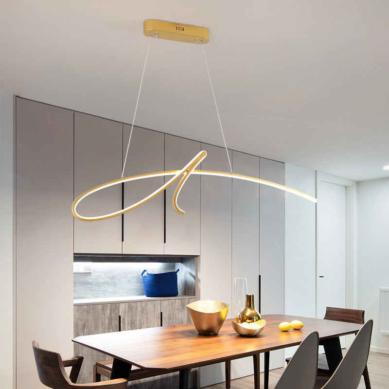 Arisha Suspension Linéaire Simple, Métal, Noir/Or, Salon - Neutralighting