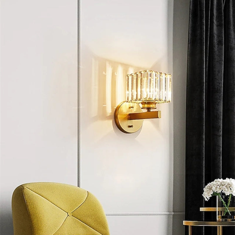 Arisha Applique Murale Carré Moderne, Métal/Verre, Noir/Or, Chambre - Neutralighting