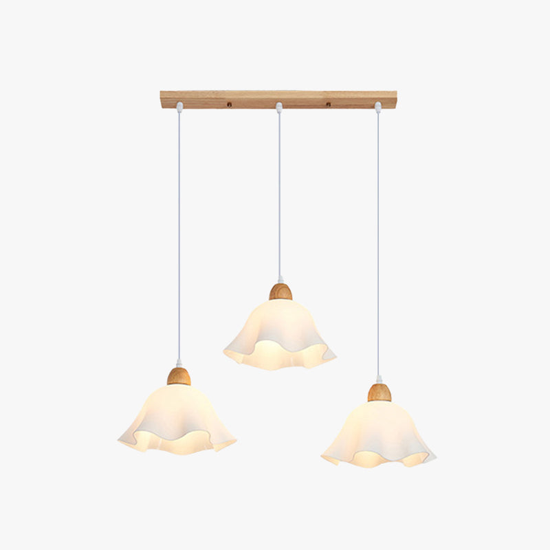Muto Suspension Minimaliste en Forme de Fleure, Acrylique/Bois, Blanc, Salon/Salle à Manger - Neutralighting