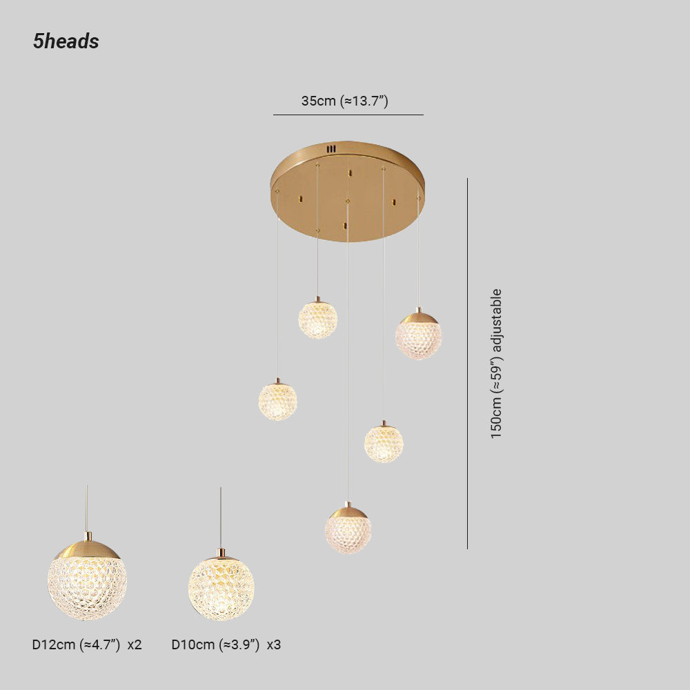 Arisha Luminaires Suspensions Multi/Bulle Moderne Métal/Acrylique Doré Chambre à Coucher - Neutralighting