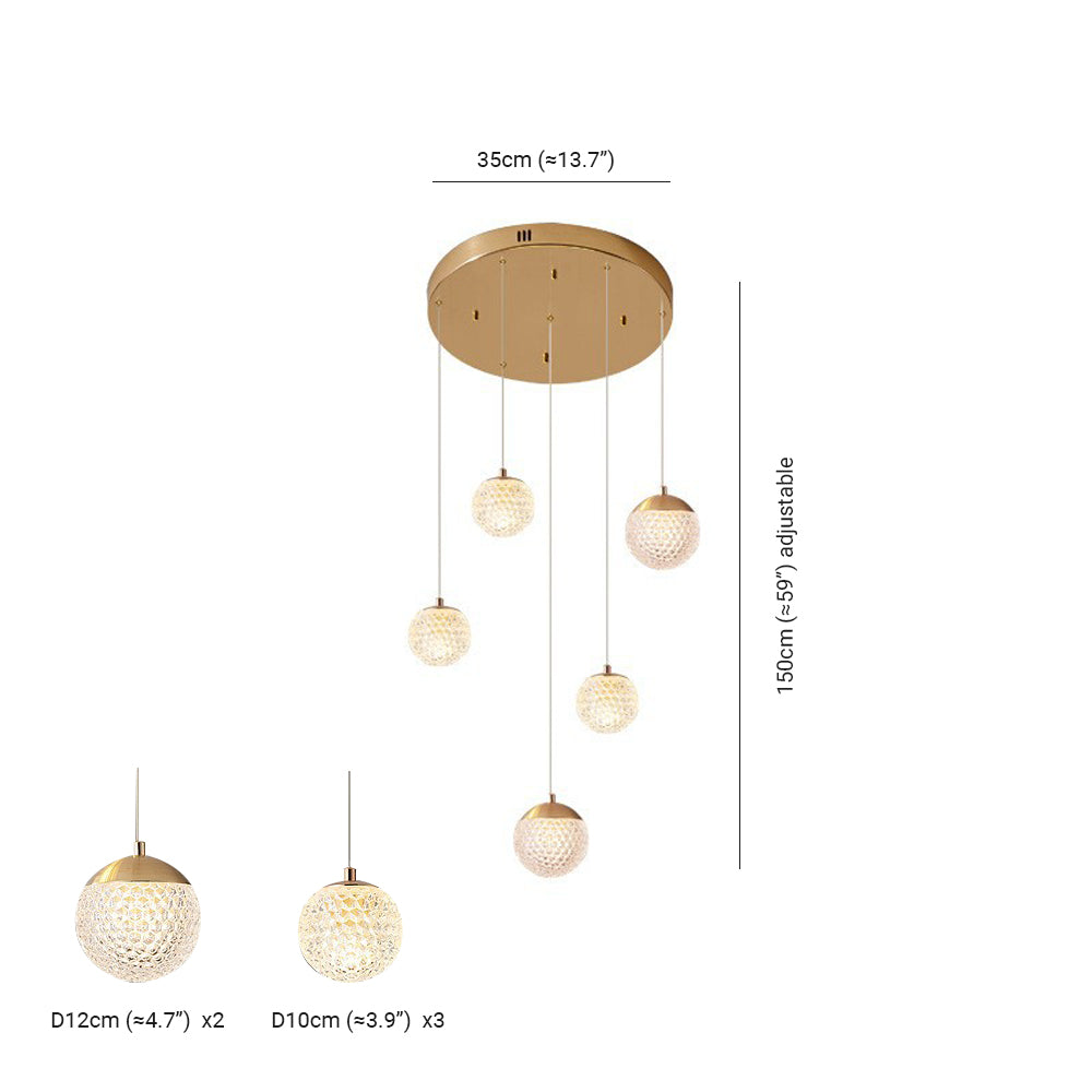 Arisha Luminaires Suspensions Multi/Bulle Moderne Métal/Acrylique Doré Chambre à Coucher - Neutralighting