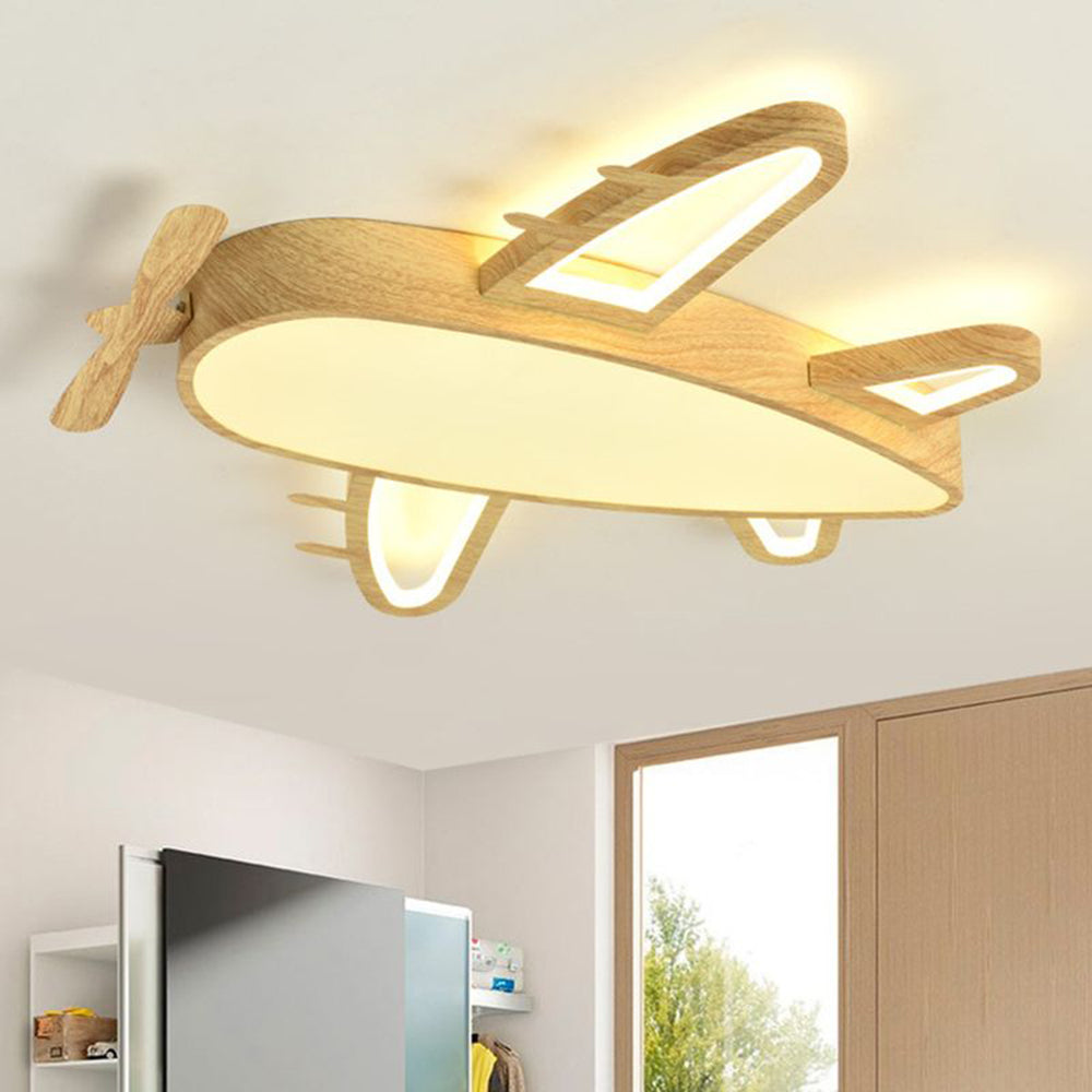Aria Design LED Plafonnier Avion Moderne Bois/Acrylique Bois/Beige Salon - Neutralighting