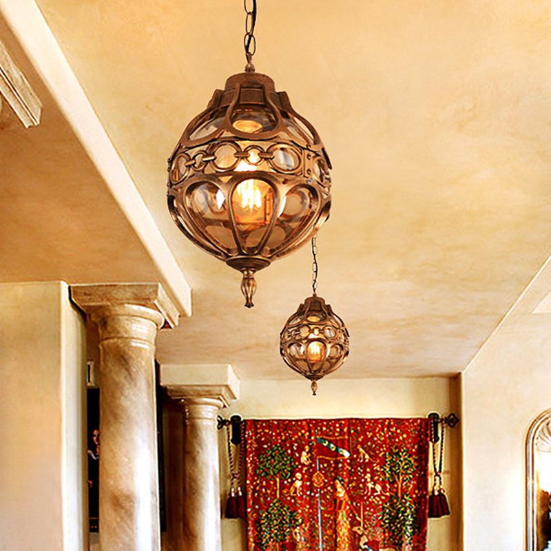 Silva Sphère Vintage LED Suspension Noir Bronze Métal Verre Salon Chambre à coucher - Neutralighting
