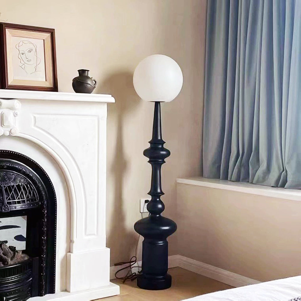 Mira Design Intérieur Lampadaire Colonne Vintage Résine/Verre Noir Salon/Chambre