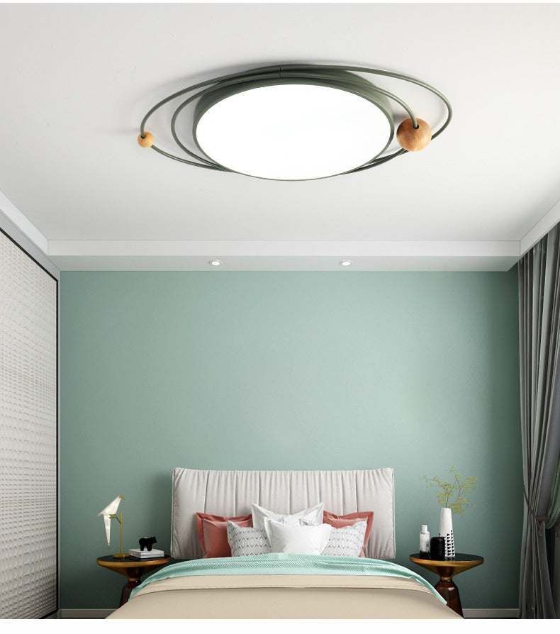 Arisha Plafonnier Rond Moderne, Metal/Bois, Blanc/Noir/Gris/Vert/Bleu, Salon - Neutralighting