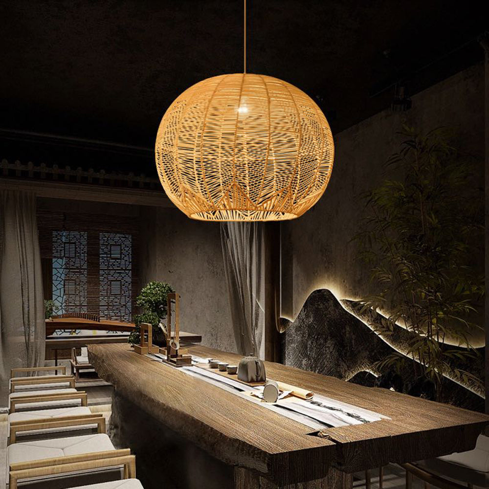 Ritta Luminaires Suspensions Grande Ballon Vintage Métal/Rotin Bois Bureau/Salon - Neutralighting