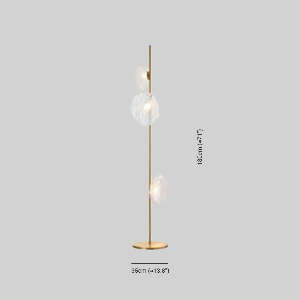 Avi Design Lampadaire Fleur Nordique Métal/Verre Noir/Or/Gris Chambre/Salon