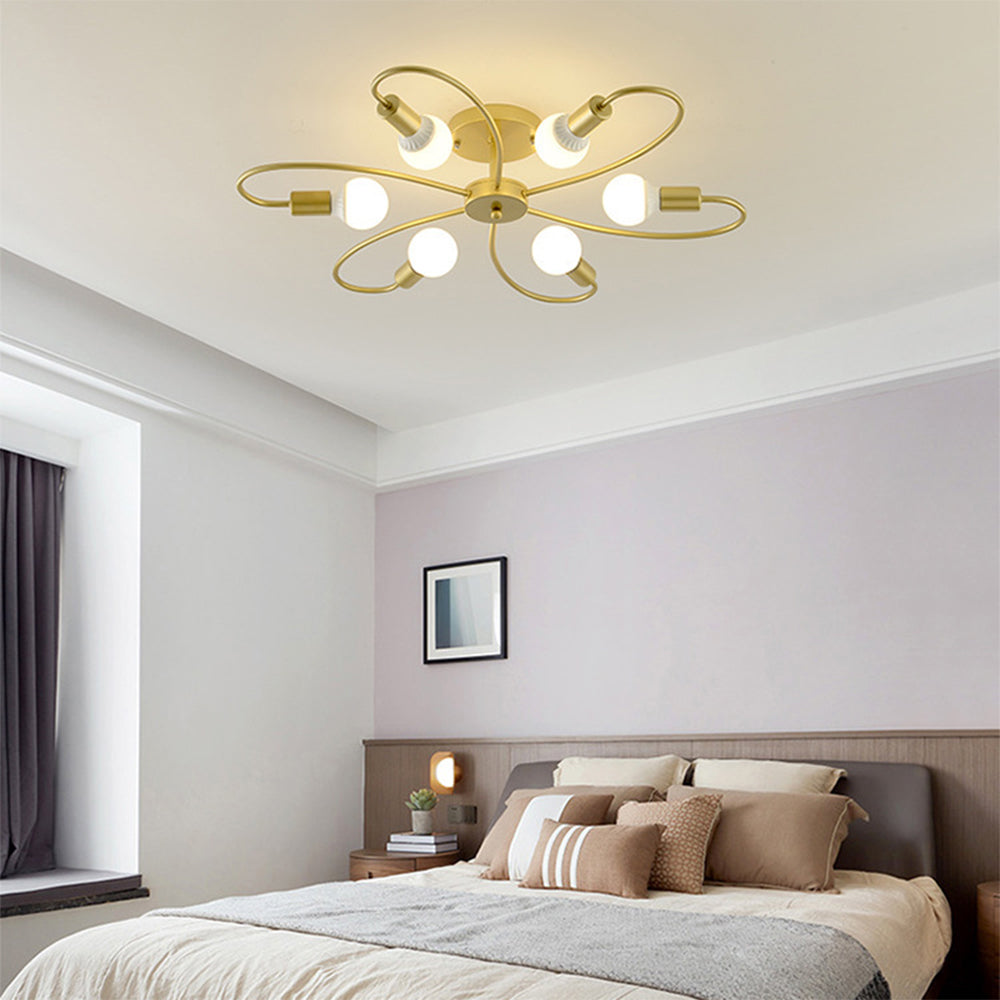 Valentina LED Plafonnier Fleur Moderne Métal Noir/Doré Floral Salon/Chambre à Coucher - Neutralighting