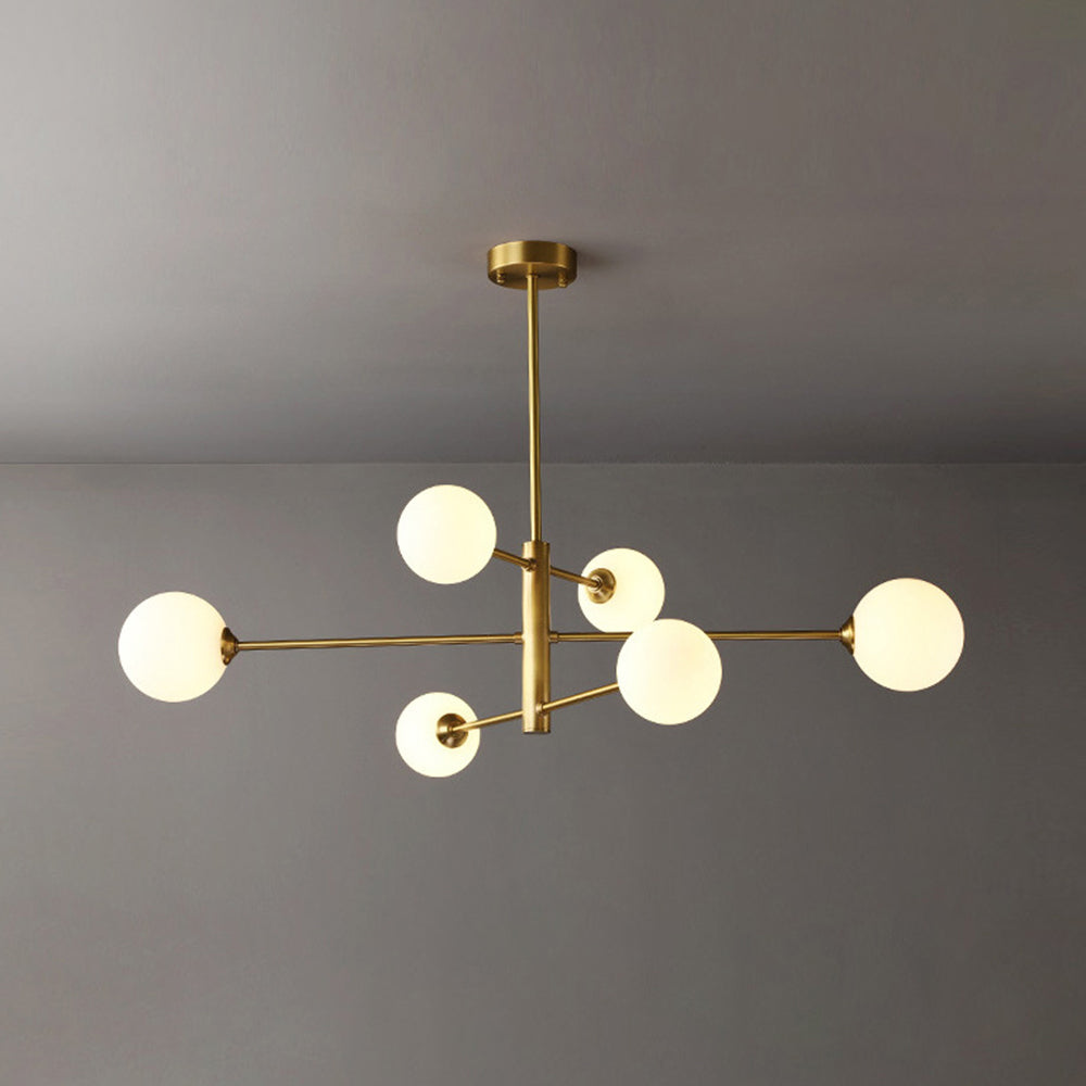 Truva Lustre Bulle Moderne. Cuivre/Verre. Noir/Cuivre. Salon
