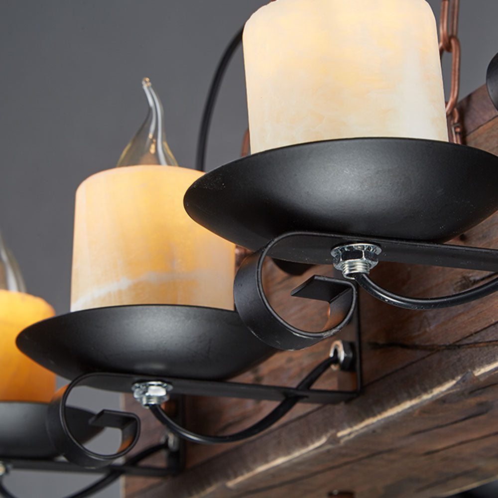 Epoch Suspension Sectangulaire Vintage, Metal/Bois, Marron, Salon - Neutralighting