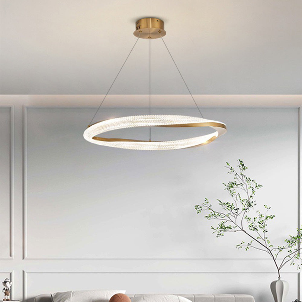 Kristy Luminaires Suspensions Anneau Moderne Métal Acrylique Noir/Cuivre Salon/Chambre à Coucher - Neutralighting