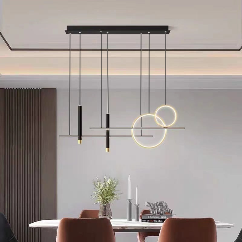 Arisha Suspension Linéaire Moderne, Métal/Acrylique/Gel de Silice, Noir/Doré,Salon - Neutralighting