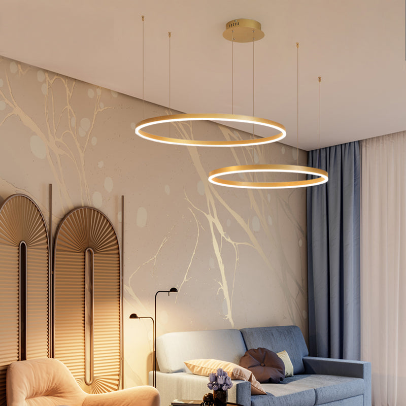 Remi Suspension Anneau Moderne Métal Noir/Doré/Café Salon