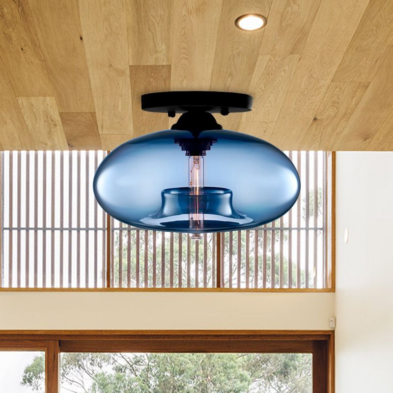 Arisha Oval Industriel LED Plafonnier Rouge/Marron/Ambre/Bleu Métal/Verre Salon - Neutralighting