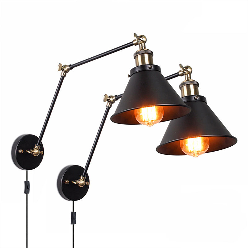 Epoch Applique Murale Cône Vintage, Industrielle, Métal, Noir, Salon - Neutralighting