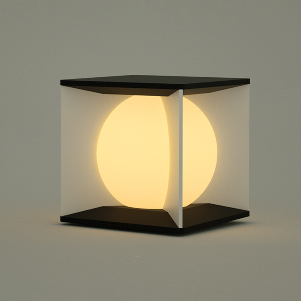 Aria Lampe de Poteau Lune Moderne, Métal/Acrylique, Noir, Cour - Neutralighting
